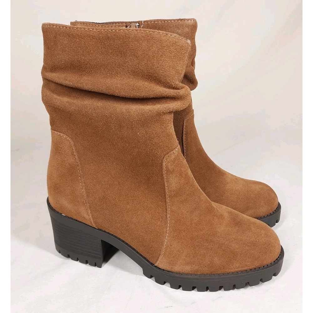 Bella Vita Women's Hattie Cognac Suede Leather Booties, Brown Size 7.5W